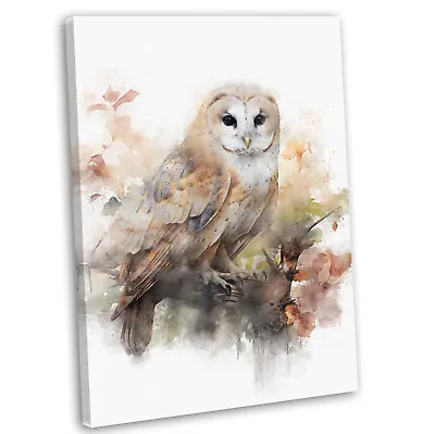 Barn Owl In Autumn Watercolour Style Canvas Print Framed Wall Art Picture • £17.99