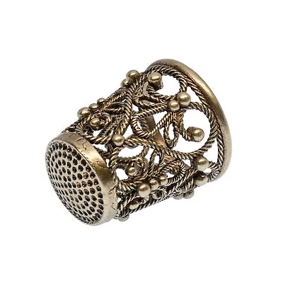 Thimble Openwork Delicate Flowers Solid Brass Metal Russian Souvenir Collection • $19.50