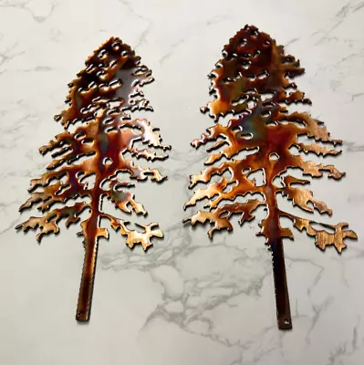 Pine Tree Pair (2 Pieces) - Metal Wall Art - Copper 10 X 4  • $35.98
