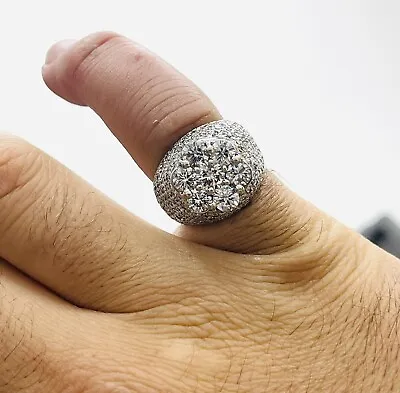 Men's Cluster Pinky Diamond Ring F Vs1 14k White Gold 4.50 Carat F Vs1 • $8850