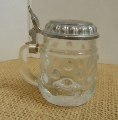 Original BMF Schnapskrugerl Lidded Clear Hobnail Stein Miniature 2.75  West Ger. • $12