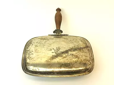 Vintage Silverplate On Copper Engraved Lion Lidded Silent Butler Crumb Catcher • $24