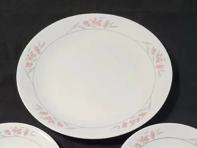 Corelle Silk Blossom 10 1/4  Plates Grey With Pink Flowers • $3