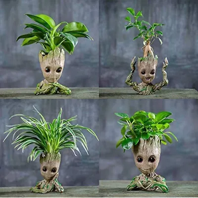 Baby Groot Flowerpot Tree Man Planter Pot With Drainage Hole Pencil Pen Holder • £4.59