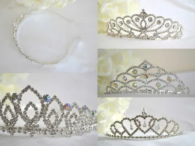 £15.50 • Buy Beautiful Sparkly Diamante & Pearl Tiara Ideal Bride Bridesmaids Prom UK STOCK