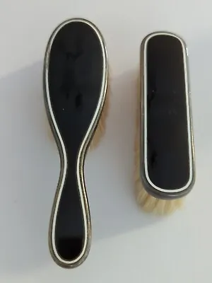 Vintage Sterling Black Enamel Baby Brush Set • $39.99