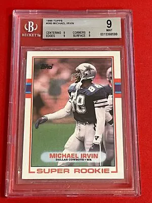 1989 Topps Football MICHAEL IRVIN Super Rookie 383 RC Card MINT BGS 9 Cowboys • $24.99