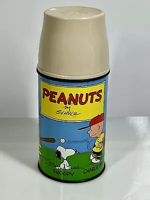 Vintage 1973 PEANUTS METAL LUNCH BOX THERMOS # 2868 CHARLIE BROWN. Very Good+ • $29.99