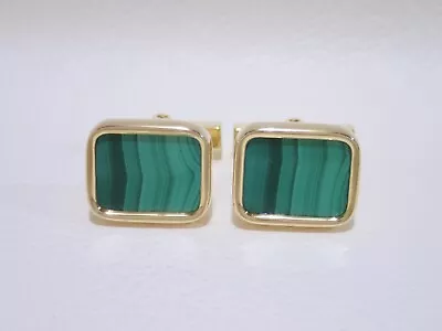 TIFFANY & CO. 14k Yellow Gold Cufflinks With Malachite • $1000