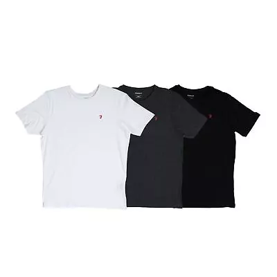 Men's Farah Colney 3 Pack T-Shirts In Black Grey White • £19.99