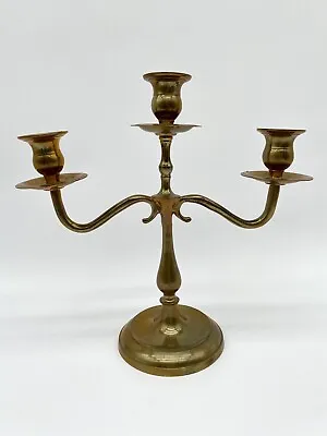 Vintage 3 Arm Cast Brass Metal Candelabra Candle Holder Romantic Beauty • $28