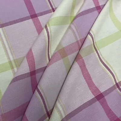 Laura Ashley Buxton Pink Cotton Check Fabric | Per Meter | Curtains Cushions • £12.95