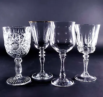 Mismatched Vintage Glassware Water Goblets Wine Glasses Set Of 4 (More Avail.) • $32.99