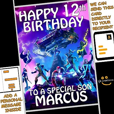 Personalised FORTNITE Birthday Card Son Grandson Boy Nephew Gamer Gaming (A5) • £3