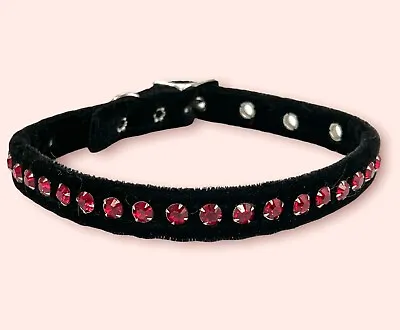 Swarovski Siam Rhinestone Velvet Choker Sub Culture Punk Gothic Fetish Choker  • $17.99