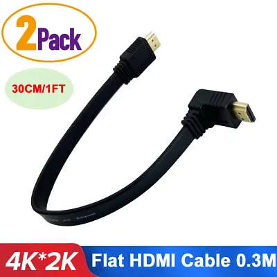 2X Flat HDMI 2.0 Cable 30CM Ultra Short Angled HDR 4K 60Hz PS5/4 XBox Apple TV • $8.99