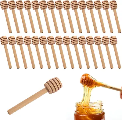 30 Pcs Wooden Honey Sticks 8.2cm Individually Wrapped Honey Dipper Sticks Mini • £9