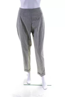 Incotex Womens High Rise Stretch Pleated Plaid Pants White Black Size IT 42 • $2.99