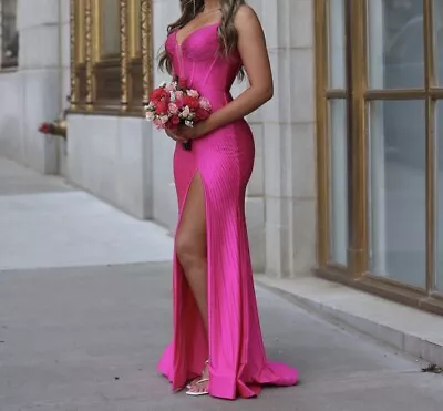 Sherri Hill 55924 Evening Prom Dress Size 8 Bright Fuschia Pink • $375