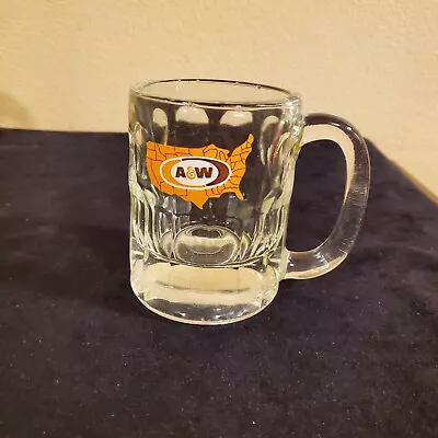 Vintage Small AW ROOT BEER Logo 4 1/4  Tall HEAVY GLASS 8 OUNCE MUG • $9.95