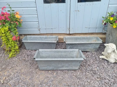 £45 • Buy Vintage Galvanised Metal Trough Garden Planter Herb Ice Bucket Bath Tub