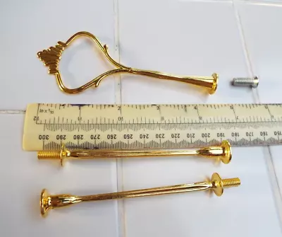 2/3 Tier Cake Plate Stand Hardware Fittings Gold Tone • £3.50