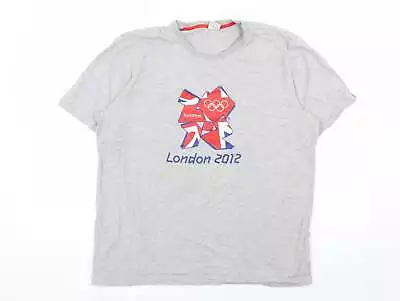 London 2012 Mens Grey Cotton T-Shirt Size L Crew Neck • £6