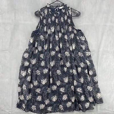 Joie Dress Womens Medium Navy Blue Floral Sleeveless Fit & Flare Lightweight • $11.51