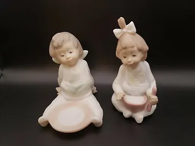 Vintage 1991 Lladro Daisa Golden Memories Baby Boy And Girl Eating Figurines • $18.99