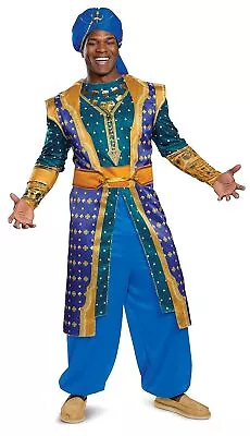 Genie Deluxe Disney Aladdin Movie Arabian Fancy Dress Up Halloween Adult Costume • $99.63