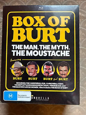 Burt Reynolds Box Of Burt 5 Blu Ray Movies Slip Case Cannonball Run Stroker Ace • £99.99