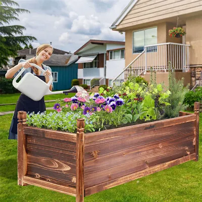£21.91 • Buy Rot-Resistant Wood Rectangle Raised Garden Bed Outdoor Elevated Herb Planter Box