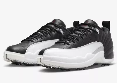 Nike Air Jordan 12 Low Golf Playoffs White Black Cleats DH4120-010 Men S 10 • $178.19