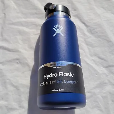 Cobalt Blue Hydro Flask 32oz Wide Mouth TempShield With Flex Cap • $36.99