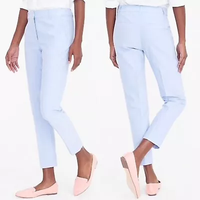 J. Crew Skimmer Pants In Cotton Oxford Cropped Blue Size 6 • $19.99