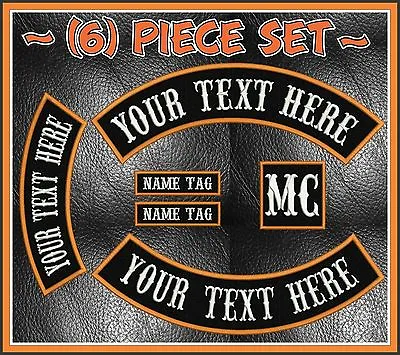 Custom Embroidered 6 Piece 13  Mc Rocker Patch Set Nomad Outlaw Motorcycle Bike • $49.95