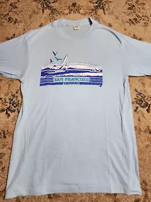 Vintage 70's San Francisco Sailboats T Shirt California Tourist Travel USA Small • $34.96