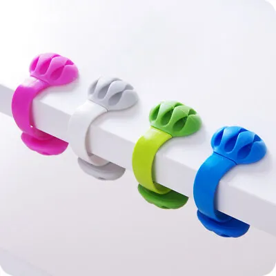 Cable Clip Desk Tidy Winder Earphone Organizer Wire USB Charger Holder Clips AU • £6.01