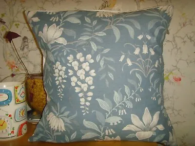 In LAURA ASHLEY  PARTERRE BLUE LINEN PRINT FABRIC CUSHION COVER 16in Pad • £7.99
