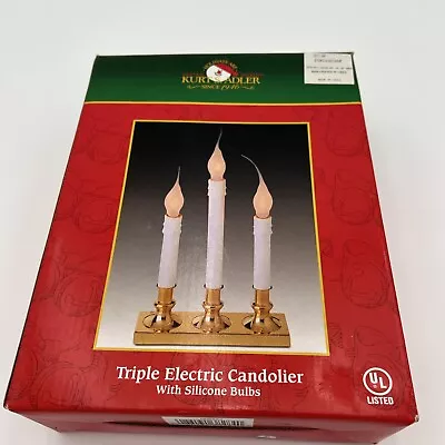 Kurt Adler Triple Electric Brass Plated Candolier Silicone Bulbs Window Candle • $29.99