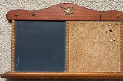 Vintage Message Board Blackboard Cork Board American Eagle W/ Key Hooks 1960s • $39.99