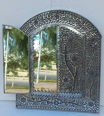 PUNCHED TIN MIRROR Arched Mexican Folk Art • $109