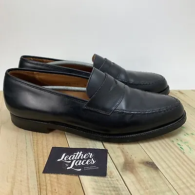Polo Ralph Lauren Mens 12 D US Penny Loafers Black Leather Bench Made In England • $99.97