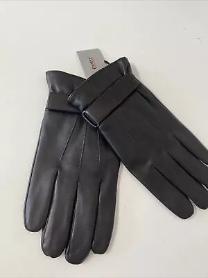 Men's Premium Shearling Sheepskin Fur Lined Leather Gloves Black • $47.99