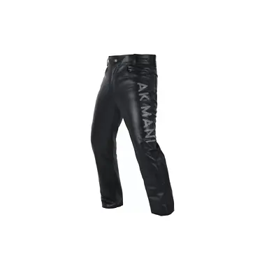 Men's Motorbike Real Leather Pant 5 Pockets Black Leather Pant 501 Style • $141.99