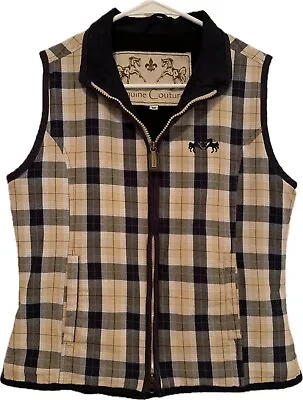 Womens Equine Couture Kingsley Plaid Flannel Vest Navy Blue/ Tan/ White Sz M • $24