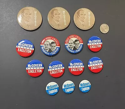 14 Vintage Political Buttons McGovern Eagleton 1972 • $22.50