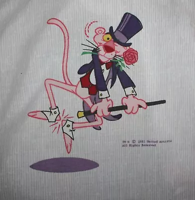 Vintage Animated Cartoon Pink Panther Twin Sized Flat Sheet - 1981 • $15.95