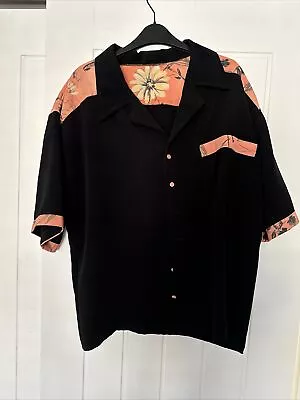 Men's Rockabilliy Bowling Shirt Black & Orange Floral  Large Measures 48” Chest • £10