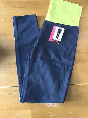 New MOPAS Women's Cotton Yoga Pants / Leggings Lime And Navy Wide Waist Band • $9.97